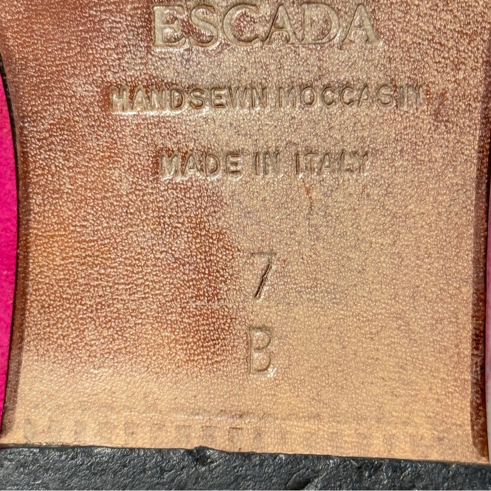 ESCADA | Handsewn Italian Moccasins Loafers Pink Suede Office Career Preppy VTG - Picture 15 of 16